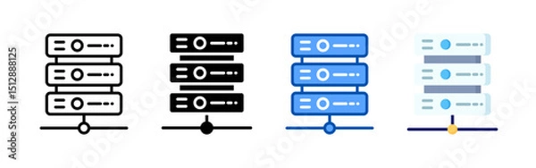 Fototapeta Database storage icon set bundle. Multi style icon collection perfect for websites, apps, and presentations. Simple vector icon collection