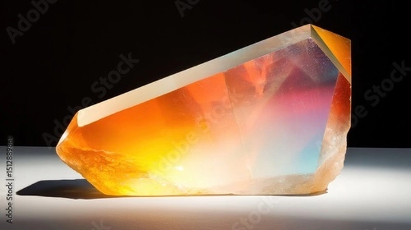 Obraz A translucent piece of crystal refracting light in beautiful patterns.