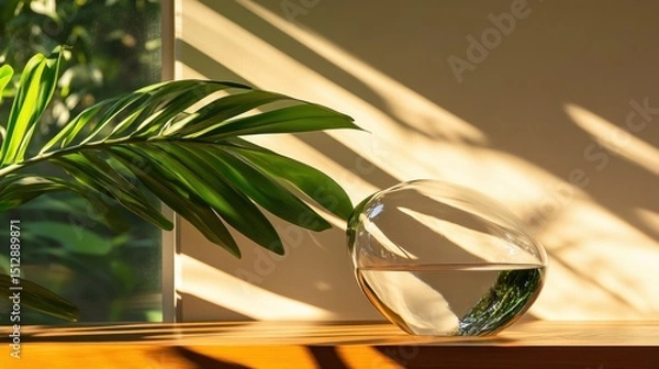Obraz A translucent glass vase filled with water gently reflecting its surroundings.