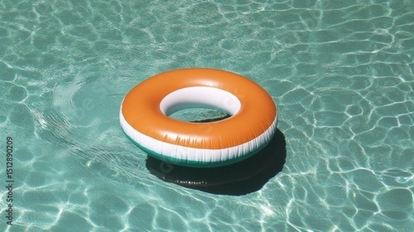 Obraz A bouncy colorful inflatable pool toy floating in a sparkling pool.