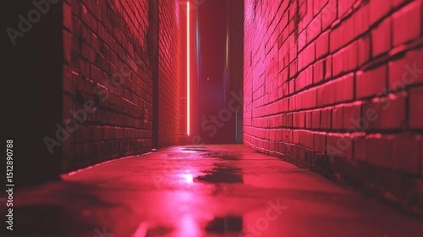 Obraz A glowing neon sign lighting up a dark alleyway.
