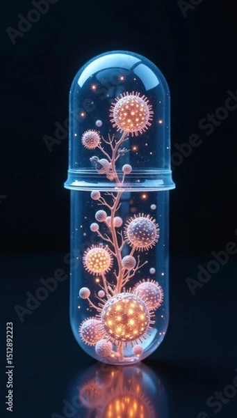 Obraz Abstract Representation of Artificial Intelligence in Biology. Suitable for use in presentations about AI in healthcare, bioinformatics, or the intersection of digital and biological systems