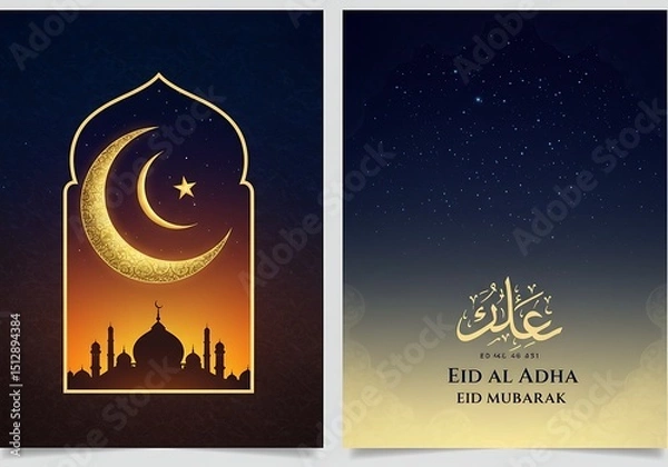 Fototapeta Eid al adha and eid mubarak greeting card design background
