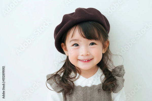 Obraz ベレー帽を被って微笑む可愛らしい女の子