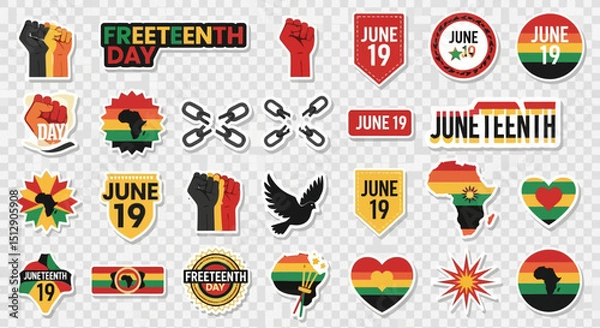 Obraz Juneteenth digital sticker set