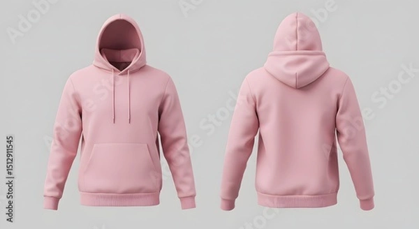 Obraz Pink Hoodie Mockup: Front and Back View 3D Render