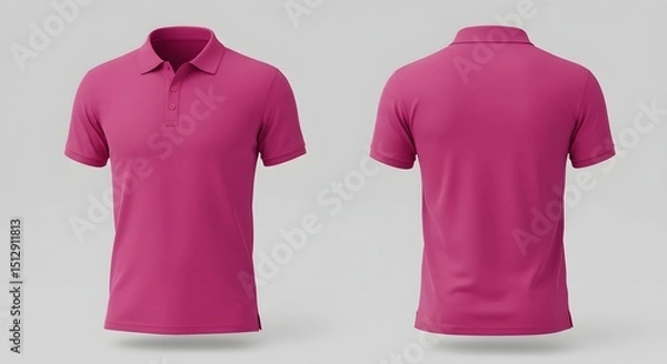Obraz Pink Polo Shirt Mockup - Front and Back View