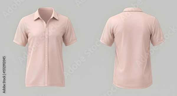Obraz Pink Short Sleeve Shirt Mockup - Front and Back View