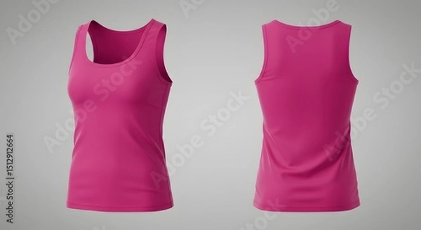 Obraz Pink Women's Sleeveless Tank Top Mockup - Front and Back Views