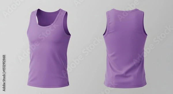 Obraz Purple Men's Tank Top Mockup - Front and Back View