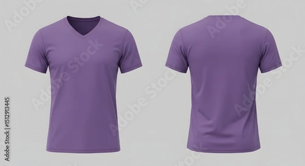Obraz Purple V-Neck T-Shirt Mockup - Front and Back Views