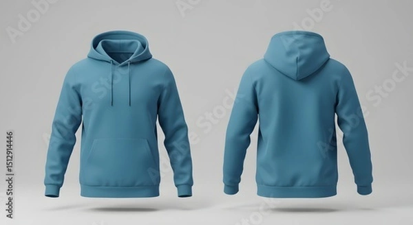 Obraz Teal Hoodie Mockup: Front and Back View