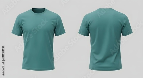 Obraz Teal Men's T-Shirt Mockup - Front and Back View