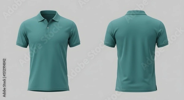 Obraz Teal Polo Shirt Mockup - Front and Back View