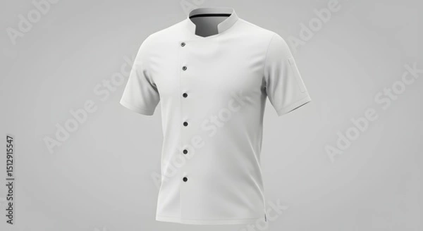 Obraz White Chef Jacket Mockup: Short Sleeve Culinary Uniform