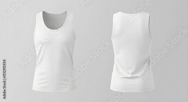 Obraz White Women's Sleeveless Shirt Mockup - Front and Back View