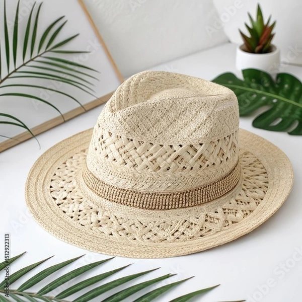 Obraz straw hat isolated on white background