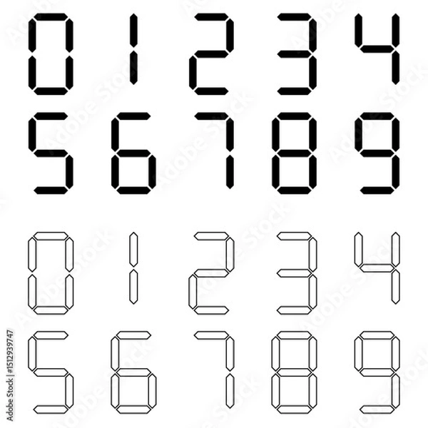 Obraz 0から9のデジタル数字のイラストセット