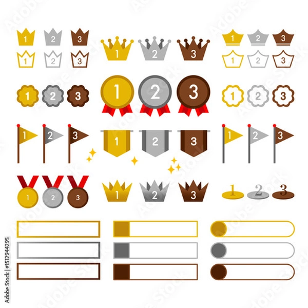 Obraz 王冠・順位アイコン枠素材セット