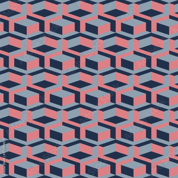 Fototapeta Seamless geometric pattern with 3d geometric shape of cubes