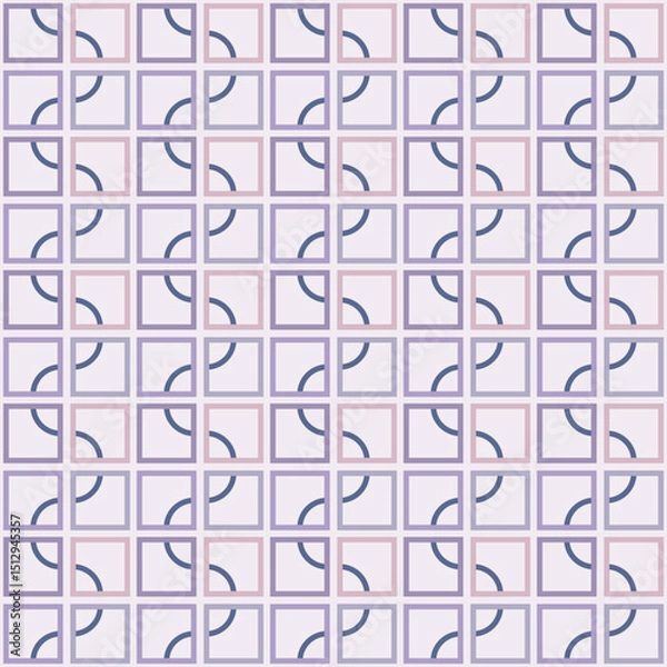 Fototapeta Seamless pattern with squares and curved line