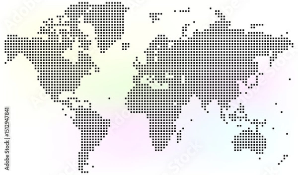Fototapeta Geographic dotted world map emphasizes accuracy through minimal dot placement. Featuring dotted world map themes of simplicity, modernity, and functional mapping. vector dotted world map