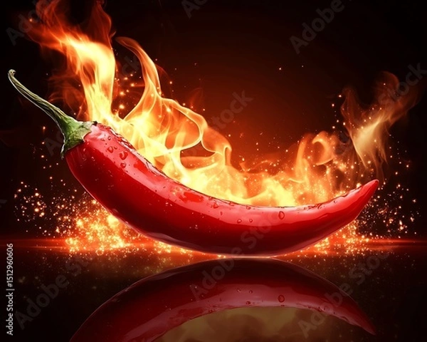 Obraz Chili pepper in fire