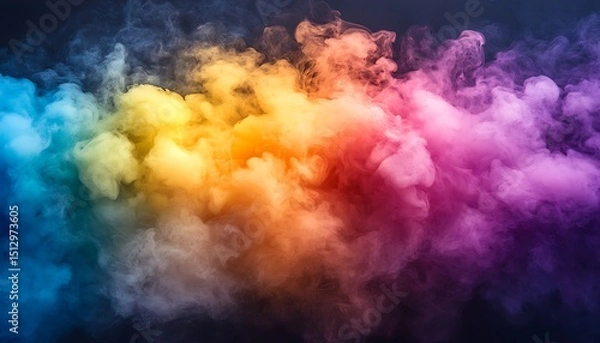 Obraz Colorful smoke clouds against dark background