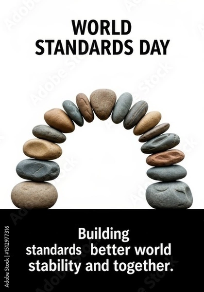 Obraz Balanced Stones: A Symbol of Standards and Stability - A perfectly balanced stone arch symbolizes unity, stability, construction, progress, and global cooperation. Building a better world together