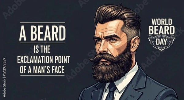 Obraz Distinguished Gentleman's Beard - A portrait of a sophisticated man with a well-groomed beard, symbolizing masculinity, , wisdom, confidence, and maturity