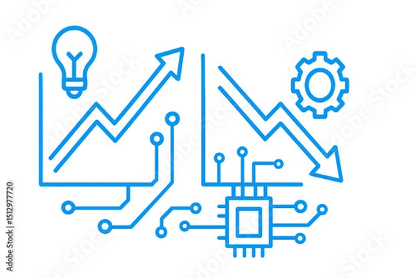 Fototapeta Technology Lines and Icons Showcasing Innovation and Growth