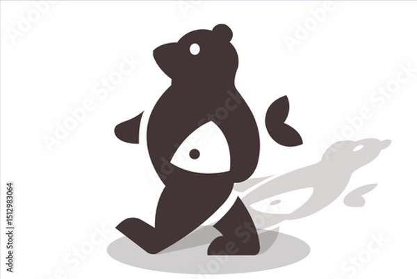 Fototapeta Bear And Fish Logo