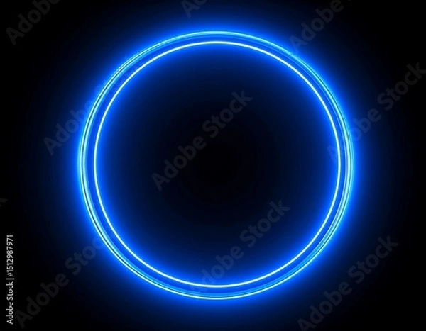Obraz Neon blue circle on black background