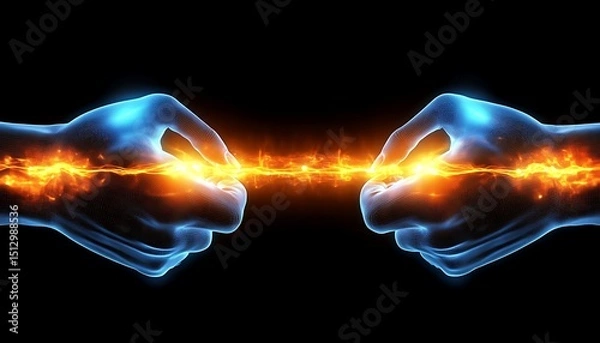 Fototapeta Two hands connecting with energy