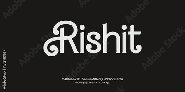 Obraz Rishit premium luxury elegant alphabet letters and numbers. Elegant wedding typography classic serif font decorative vintage retro. Creative vector illustration	