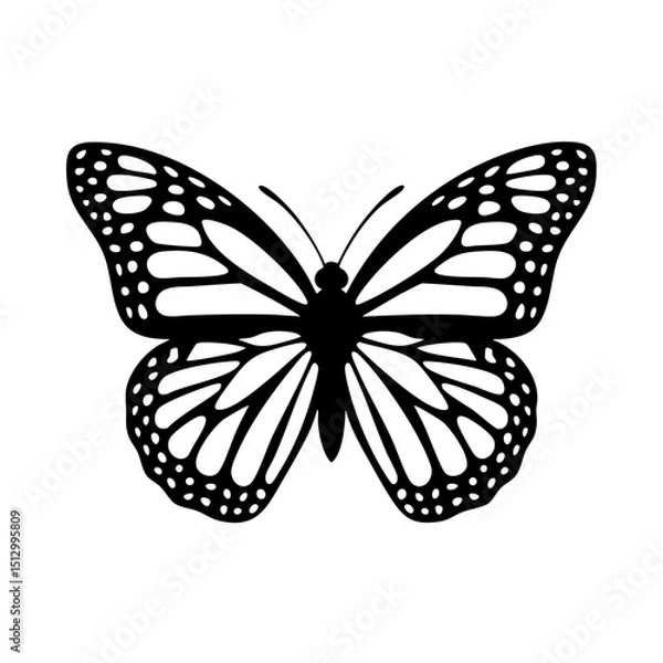 Fototapeta Beautiful monarch butterfly vector illustration for print design and diy projects with silhouette style art