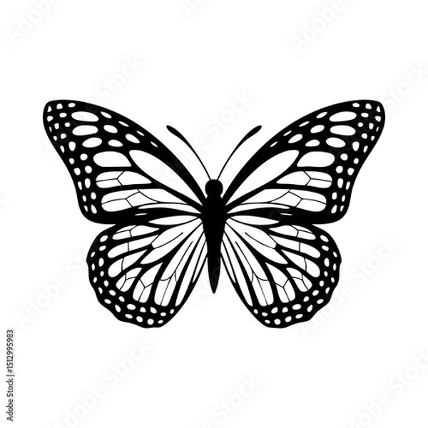 Fototapeta Beautiful monarch butterfly vector illustration with intricate wing patterns and detailed design elements for art projects silhouette