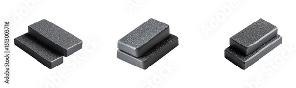 Obraz Set of Two black rectangular abrasive whetstones isolated on transparent background	