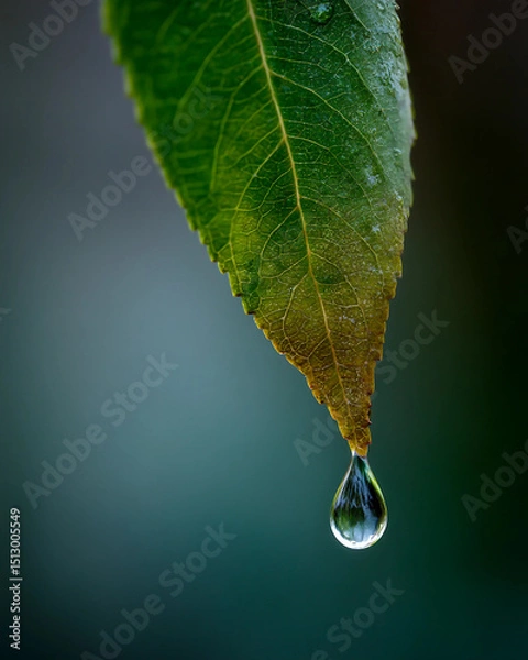 Fototapeta A leaf with a drop of water on it