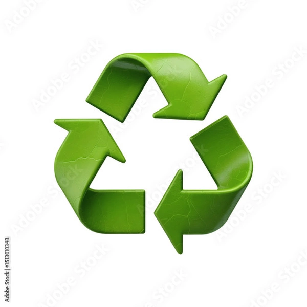 Fototapeta A green recycling symbol on transparent background