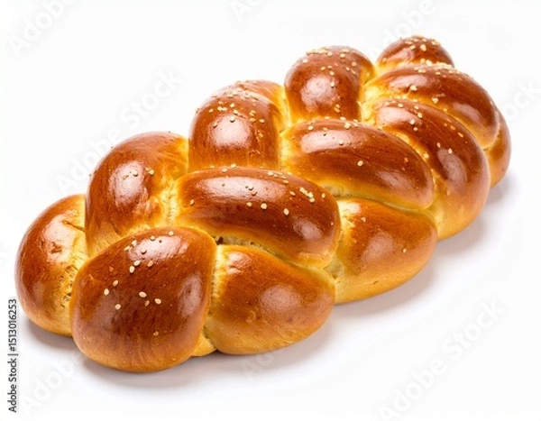 Obraz Tasty braided bread isolated on white background 