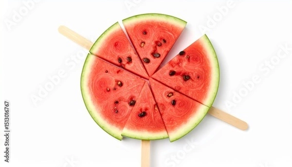 Obraz Watermelon slice on ice cream stick isolated on white background