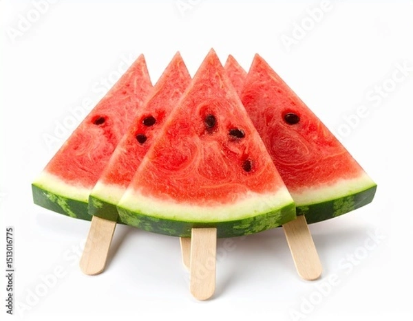 Obraz Watermelon slice on ice cream stick isolated on white background