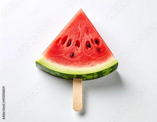 Obraz Watermelon slice on ice cream stick isolated on white background