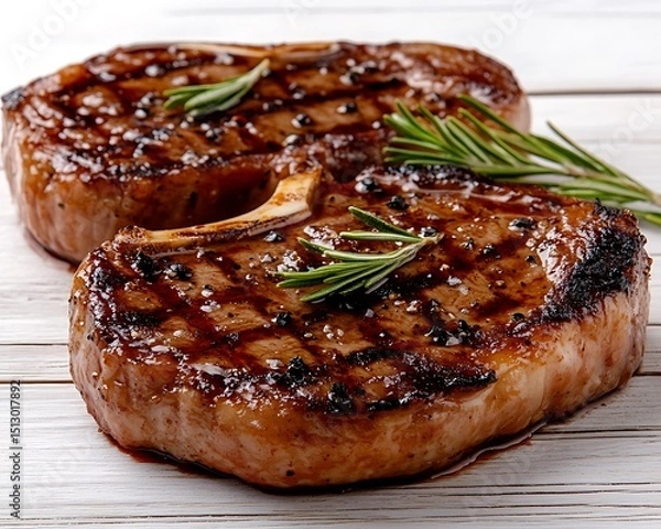Obraz Grilled steaks with rosemary