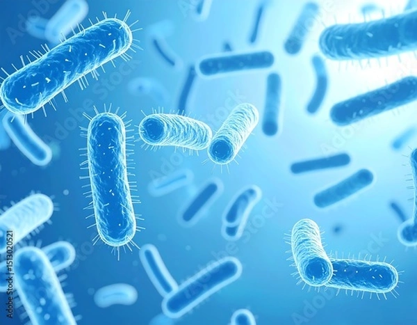 Obraz Microscopic bacteria, blue