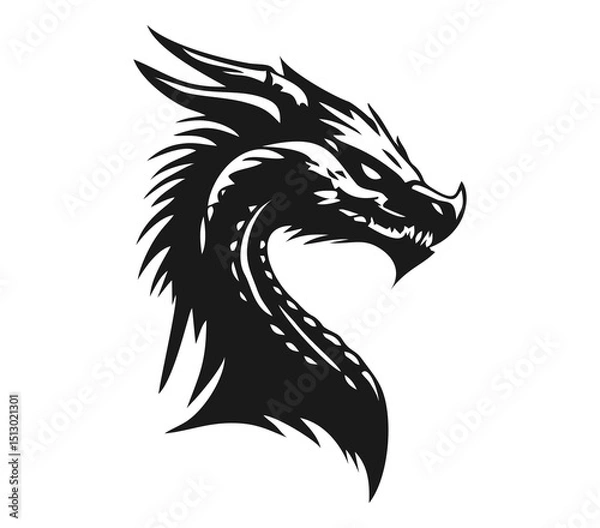 Obraz TRIBAL DRAGON HEAD SILHOUETTE VECTOR ILLUSTRATION