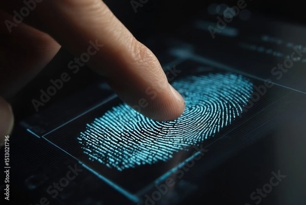 Fototapeta Device access protected by digital fingerprint scanner for secure and convenient entry.