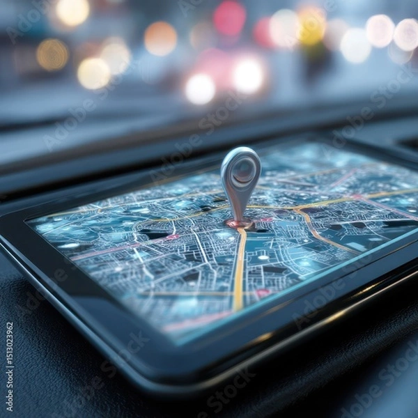 Fototapeta Smart digital mapping systems for autonomous navigation, streamlining real-time location data.