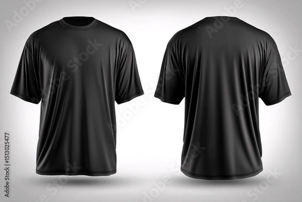 Fototapeta Blank black female t shirt template on background. T-shirt design mockup for using promotion	